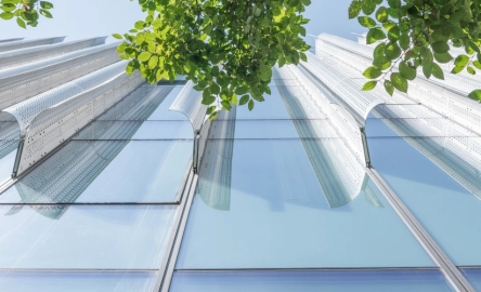 Glass building and trees